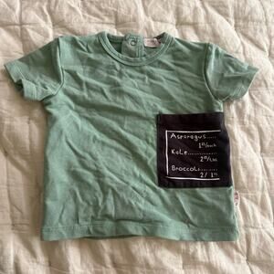 Miles Baby T Shirt Tee Vegetable Kale Green Black Minimalist Boy 6 Months